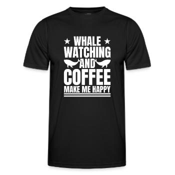 Whale Watching & Coffee Make Me Happy Whales - Männer Funktions-T-Shirt - Schwarz - Vorne - AI Model Male 178 dark (178cm)
