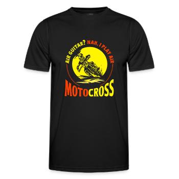 Dirt Biker Riding AIr Guitar Air Motorcross Dirt - Men's Functional T-Shirt - black - Front - AI Model Male 178 dark (178cm)