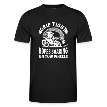 Dirtbike Rider Soaring On Tow Wheels MX Motocross - Männer Funktions-T-Shirt - Schwarz - Vorne - AI Model Male 178 dark (178cm)