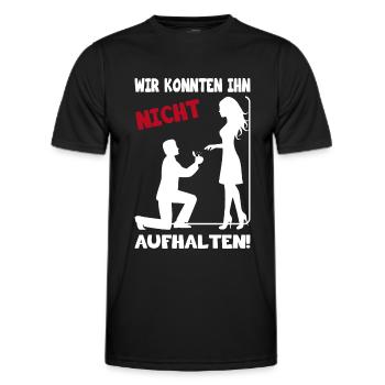 JGA - Wir konnten ihn nicht aufhalten - Heiraten - Männer Funktions-T-Shirt - Schwarz - Vorne - AI Model Male 178 dark (178cm)
