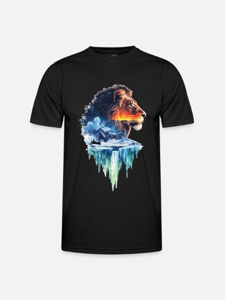 Löwe - Männer Funktions-T-Shirt - Schwarz