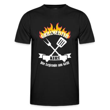 Grillmeister Kurt lustiger Spruch Vorname - Männer Funktions-T-Shirt - Schwarz - Vorne - AI Model Male 178 dark (178cm)
