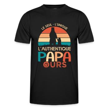 papa ours cadeau t shirt papa ours fête des pères - T-shirt sport Homme - noir - Devant - AI Model Male 178 dark (178cm)