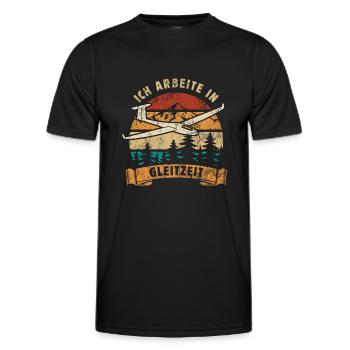 Ich arbeite in Gleitzeit - Segelflug - Thermik - Männer Funktions-T-Shirt - Schwarz - Vorne - AI Model Male 178 dark (178cm)