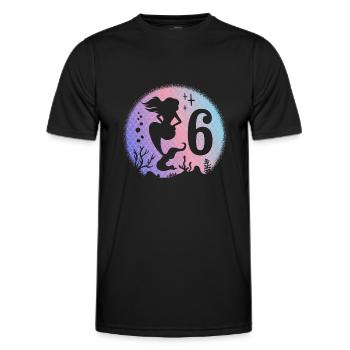 Anniversaire Fille 6 ans Sirène Sirène Nixe - T-shirt sport Homme - noir - Devant - AI Model Male 178 dark (178cm)