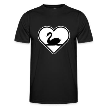 Schwan "Schwan im Herz" naturverliebt am Schwansee - Männer Funktions-T-Shirt - Schwarz - Vorne - AI Model Male 178 dark (178cm)