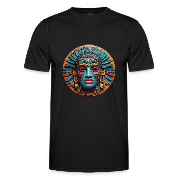 Masque inca, masque aztèque, masque mystique coloré - T-shirt sport Homme - noir - Devant - AI Model Male 178 dark (178cm)