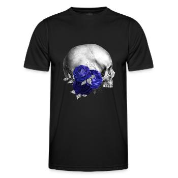 Nacht Blumen Gothik goth Totenkopf Tod Skull Punk - Männer Funktions-T-Shirt - Schwarz - Vorne - AI Model Male 178 dark (178cm)