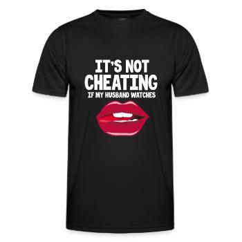 It's Not Cheating If My Husband Watches - Men's Functional T-Shirt - black - Front - AI Model Male 178 dark (178cm)