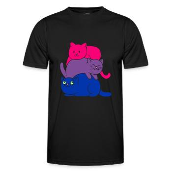 Bisexual Pride Cat Bisexual Cute Cats Pile - Männer Funktions-T-Shirt - Schwarz - Vorne - AI Model Male 178 dark (178cm)
