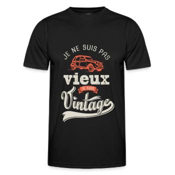 cadeau anniversaire pas vieux vintage deudeuche - T-shirt sport Homme - noir - Devant - AI Model Male 178 dark (178cm)