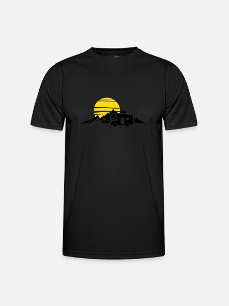 Freizeit - Wohnmobil Berge - Männer Funktions-T-Shirt - Schwarz