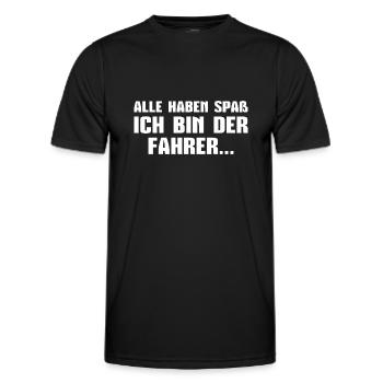 Party Spruch Ich bin der Fahrer - Männer Funktions-T-Shirt - Schwarz - Vorne - AI Model Male 178 dark (178cm)