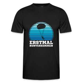 Erstmal runterkommen Skydiving Fallschirmspringer - Männer Funktions-T-Shirt - Schwarz - Vorne - AI Model Male 178 dark (178cm)