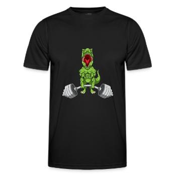 Fitness Bodybuilder Sport Dino T-Rex Geschenk - Männer Funktions-T-Shirt - Schwarz - Vorne - AI Model Male 178 dark (178cm)