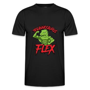 Fitness Gym Sport Power Lifting Tyrannosaurus Flex - Männer Funktions-T-Shirt - Schwarz - Vorne - AI Model Male 178 dark (178cm)