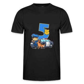 5. Geburtstag Polizei Polizeiauto 5 Jahre Polizist - Männer Funktions-T-Shirt - Schwarz - Vorne - AI Model Male 178 dark (178cm)