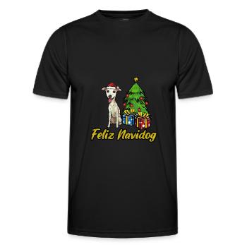 Feliz Navidog Whippet Hunde Geschenk - Männer Funktions-T-Shirt - Schwarz - Vorne - AI Model Male 178 dark (178cm)