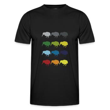 Neon Pop Art Retro Kiwi Laufvogel Geschenkidee - Männer Funktions-T-Shirt - Schwarz - Vorne - AI Model Male 178 dark (178cm)