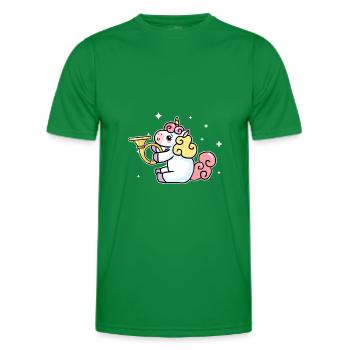 Cute Unicorn Playing French Horn Horn Lover Gift - Men's Functional T-Shirt - kelly green - Front - AI Model Male 178 dark (178cm)