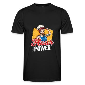 Flour Power Baking Pastry Chef Funny Baker - Men's Functional T-Shirt - black - Front - AI Model Male 178 dark (178cm)