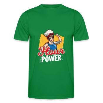 Flour Power Baking Pastry Chef Funny Baker - Men's Functional T-Shirt - kelly green - Front - AI Model Male 178 dark (178cm)