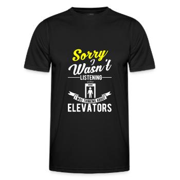 Ich Höre Nicht Zu Ich Denke An Aufzüge Fahrstuhl - Männer Funktions-T-Shirt - Schwarz - Vorne - AI Model Male 178 dark (178cm)