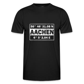 Aachen Koordinaten - Männer Funktions-T-Shirt - Schwarz - Vorne - AI Model Male 178 dark (178cm)