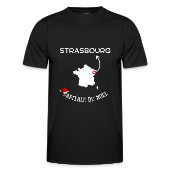 Strasbourg capitale de Noel - T-shirt sport Homme - noir - Devant - AI Model Male 178 dark (178cm)