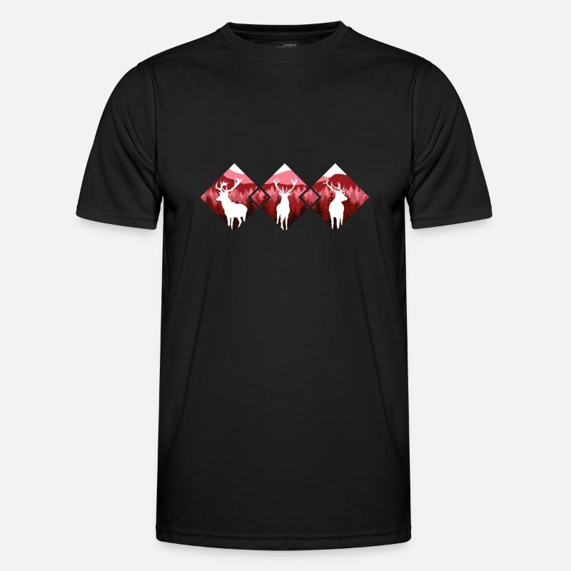 Jäger Bergsteiger Wanderer Hirsch - Männer Funktions-T-Shirt - Schwarz