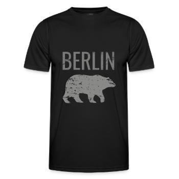 Berlin mit dem Bären Bär wie Berlin Spruch - Männer Funktions-T-Shirt - Schwarz - Vorne - AI Model Male 178 dark (178cm)