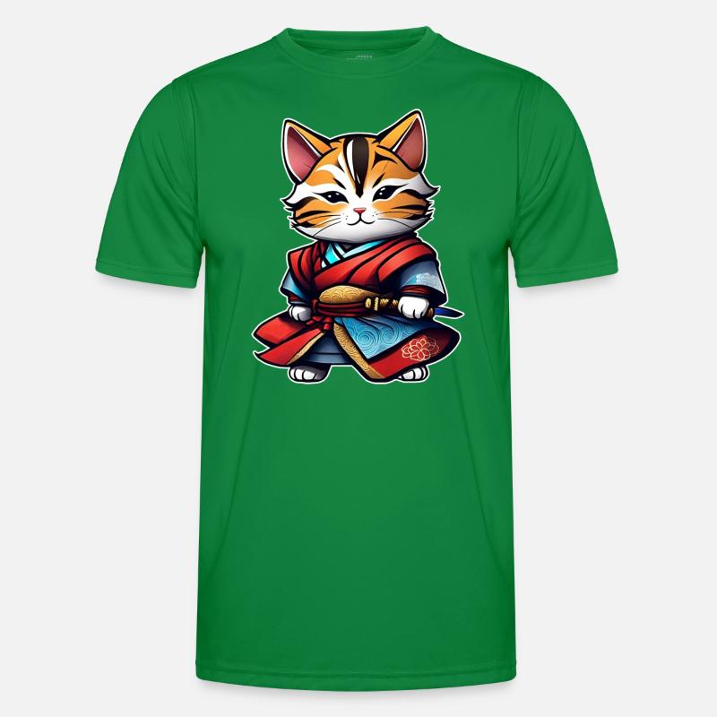 Cute tabby samurai cat with dagger Men's Functional T-Shirt