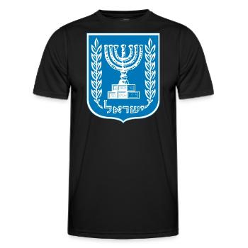 Menorah The Seven-Branched Candlestick, Israel Judaism - Men's Functional T-Shirt - black - Front - AI Model Male 178 dark (178cm)