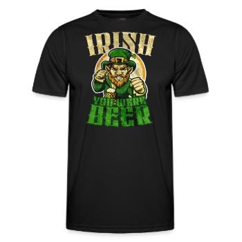 Irish you were Beer - funny leprechaun design - Männer Funktions-T-Shirt - Schwarz - Vorne - AI Model Male 178 dark (178cm)