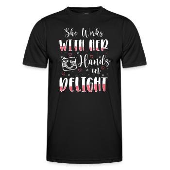 Fotograf Fotografin Spiegelreflex Motiv - Männer Funktions-T-Shirt - Schwarz - Vorne - AI Model Male 178 dark (178cm)