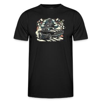Course de voitures de dragsters - Cadeau pour les fans de sport automobile ! - T-shirt sport Homme - noir - Devant - AI Model Male 178 dark (178cm)