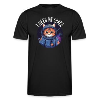 Chat J’ai besoin de mon chat d’astronomie de jeu de mots spatial - T-shirt sport Homme - noir - Devant - AI Model Male 178 dark (178cm)