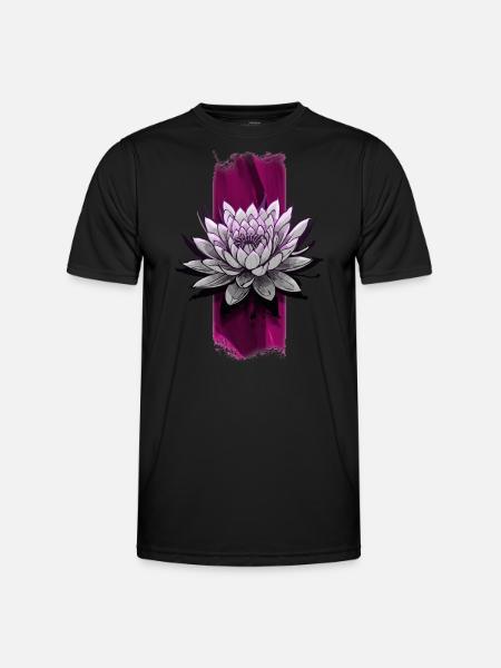 Blushing Bloom: Pink Lotus Flower - Men's Functional T-Shirt - black