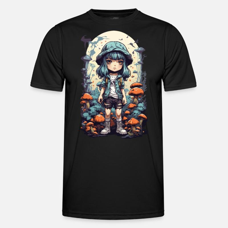 Aventure psychédélique Anime Forêt Champignon Design T-shirt sport Homme