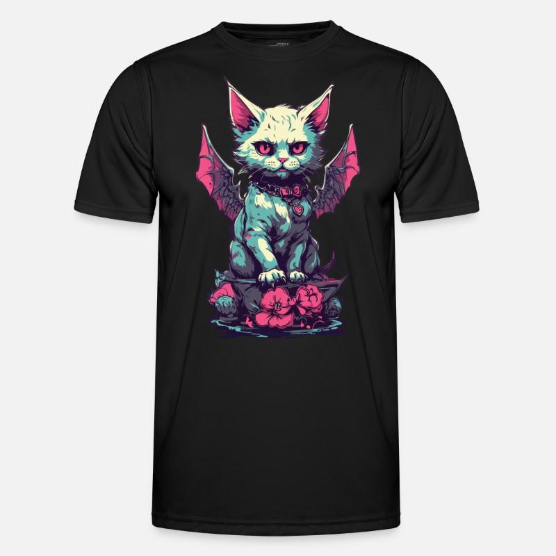 Goth Katze Vampir Dämonen Aesthetic Männer Funktions-T-Shirt