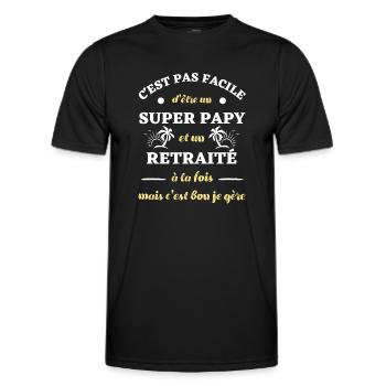 papy retraite humour fête des grands pères cadeau - T-shirt sport Homme - noir - Devant - AI Model Male 178 dark (178cm)