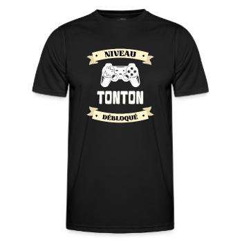 niveau tonton débloqué annonce grossesse humour - T-shirt sport Homme - noir - Devant - AI Model Male 178 dark (178cm)