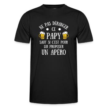 papy apéro humour grand père papi humoristique - T-shirt sport Homme - noir - Devant - AI Model Male 178 dark (178cm)