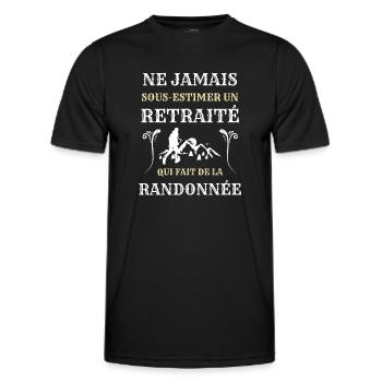 retraite sous estime randonnee homme humour rando - T-shirt sport Homme - noir - Devant - AI Model Male 178 dark (178cm)