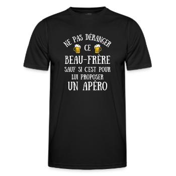 beau frère homme humour beauf idée cadeau apéro - T-shirt sport Homme - noir - Devant - AI Model Male 178 dark (178cm)