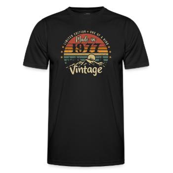1977 Jubiläum Jahrgang 1977 Limitierte Auflage - Männer Funktions-T-Shirt - Schwarz - Vorne - AI Model Male 178 dark (178cm)