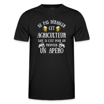 Agriculteur Homme Humour Agricole Tracteur Apéro - T-shirt sport Homme - noir - Devant - AI Model Male 178 dark (178cm)
