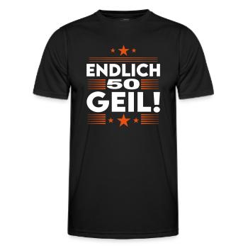 Endlich 50 Geil Geburtstag Birthday - Männer Funktions-T-Shirt - Schwarz - Vorne - AI Model Male 178 dark (178cm)