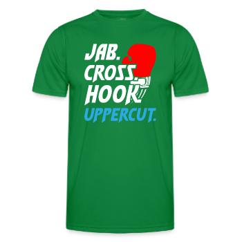 Boxing Jab Cross Hook Uppercut1 - Men's Functional T-Shirt - kelly green - Front - AI Model Male 178 dark (178cm)