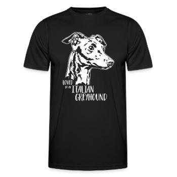 Loved by an ITALIAN GREYHOUND Hundespruch Wilsigns - Männer Funktions-T-Shirt - Schwarz - Vorne - AI Model Male 178 dark (178cm)